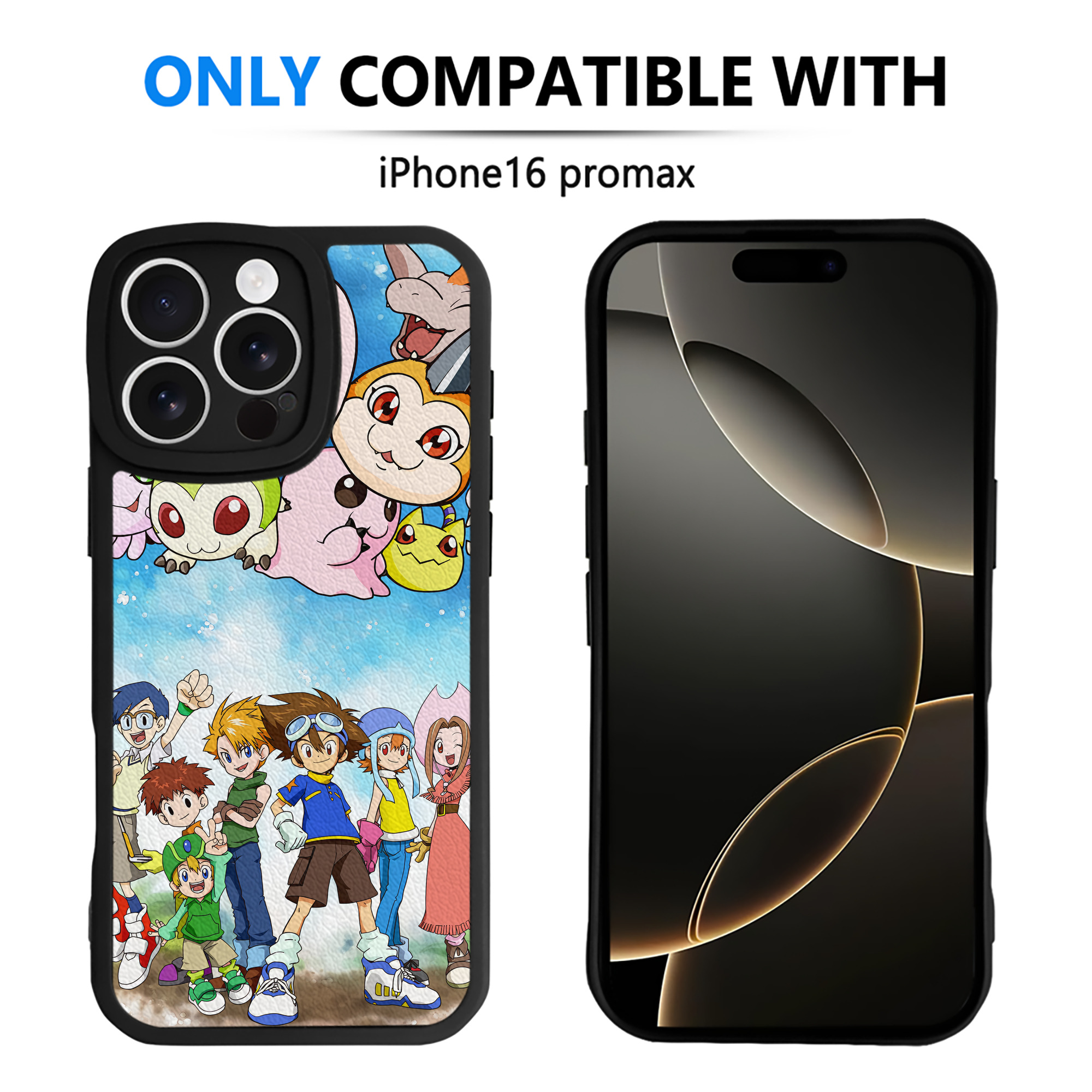 （画像用） Digimon デジタルモンスター/デジモン 【iPhone 16シリーズ対応】シリコンスマホケース（レザー調） 材質：シリコン
